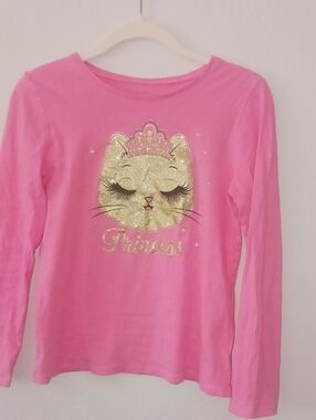 🐞10×13Bundle Children's Place Pink Long-Sleeve  with Gold Glitter Cat Princess